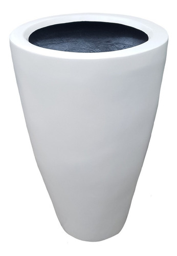 Maceta Decorativa Timbal Grande De Fibra De Vidrio Blanco