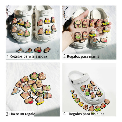 16pz Pines Broches Para Crocs De Capibara Shoe Charm Mix De Colores