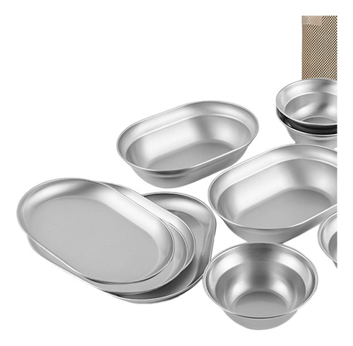 Juego De Platos Y Tazones De Acero Inoxidable, Utensilios