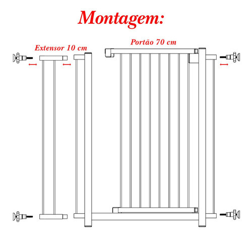 Separador de pasillo grande para bebés Pet Gate, de 70 a 80 cm, 83 cm