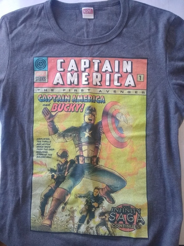 Playera Marvel Capitán América Gris