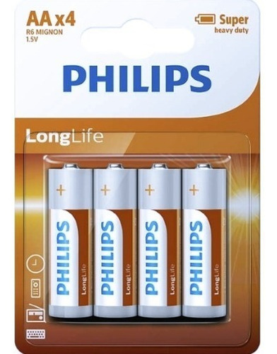 Pilas Bateria Phillips Aa ( Doble A) Paquete 4 Piezas