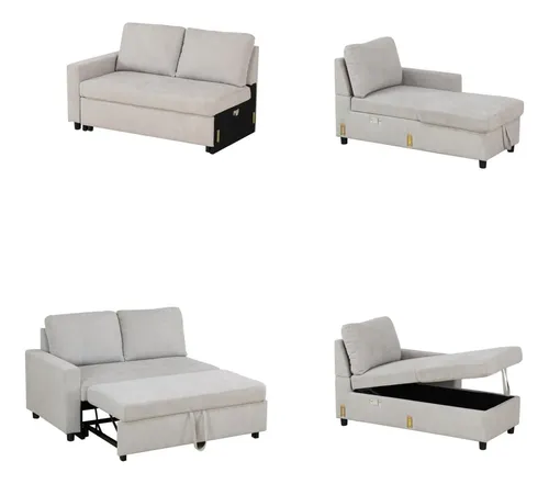 Sofá Cama Extraíble En Forma De L De 83 Pulgadas Con Diván