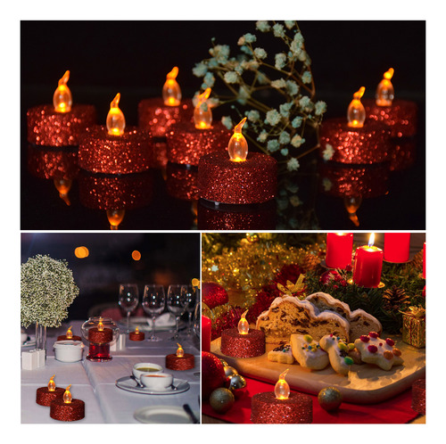 24pcs Christmas Red Green Candle Lights Led Party Decoration