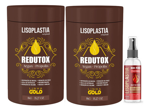 2 Btx Capilar Frizz 1kg Argan E Propolis + Protetor Termico