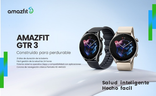 Smartwatch Amazfit Fashion GTR 3 1.39" caja de aleación de aluminio thunder black, malla thunder black de silicona