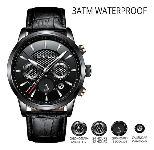 Crrju Reloj De Pulsera Para Hombre De Negocios Con Fecha Aut