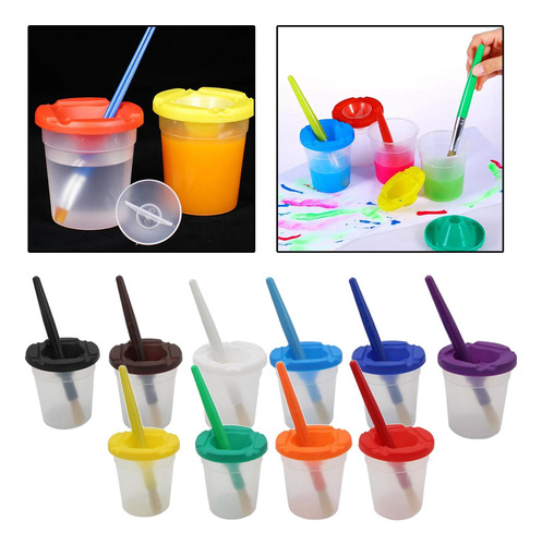 3x Vaso De Agua De Plástico No Derramado, Bote De Pintura Y