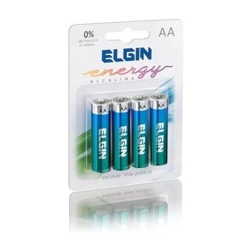 Kit 40 Pilhas Alcalina Aa Pequena Cartelas De 4 Peças Elgin