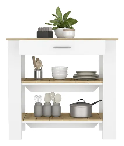 Isla De Cocina Cala 40 1c - Blanco Mqz / Macadamia
