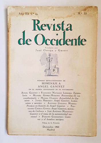 Revista De Occidente Nro 33, Homenaje A Angel Ganivet