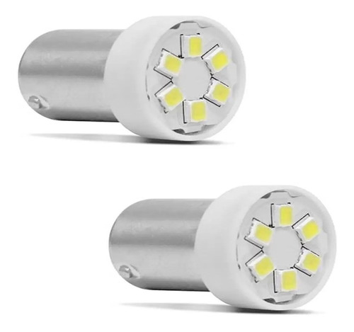 Par Lâmpada 6 Led Branco 67 24v 10w Carro Caminhão