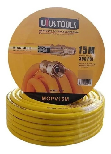 Manguera Para Compresor De Aire 1/4 15 Mts 300psi Uyustools Color Unico Color