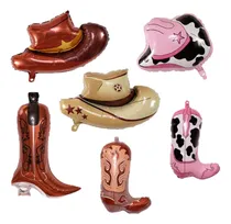 Comprar 6 Globo Metalico Botas Y Sombreros Vaquero Country Rodeo Color De Modelos Combinado Botas Y Sombreros
