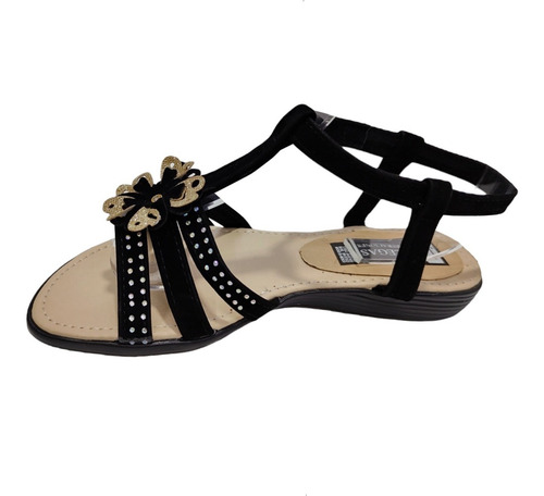 Imagen 6 de 8 de Huarache Sandalia Flor Y Piedra Empeine Amplio Suave