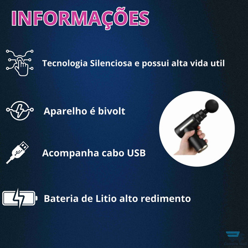 Massageador Elétrico Portátil Profissional Muscular Pistola Recarregável Usb