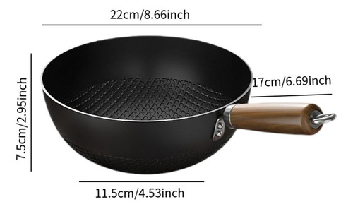 Trabalho De Ferro Wok Chinês, Fácil De Limpar, 22cm