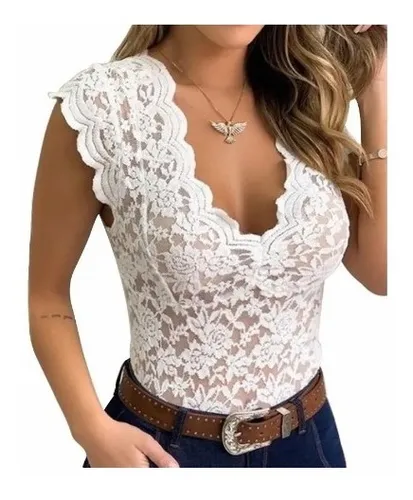 Blusas escotadas con encaje sale