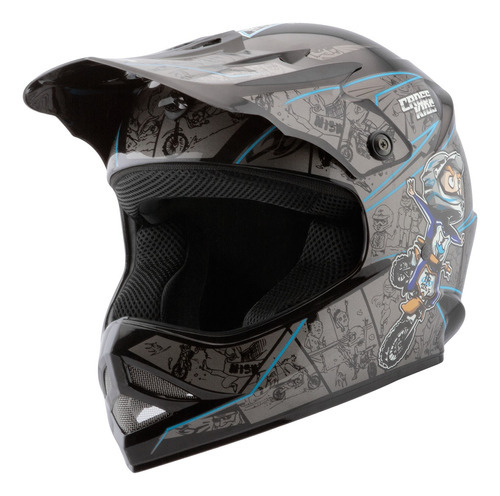 Capacete Motocross Infantil Cartoon Racing Juvenil Masculino Cor Preto Tamanho do capacete 54