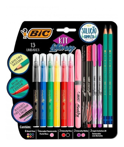 Kit Lettering Brush Pen  Bic X 13 Pcs