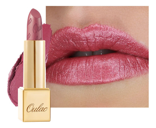 Oulac Lpiz Labial Rosa Metlico Para Mujer, Color De Labios D