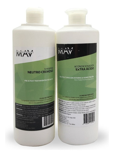 Shampoo Acondicionador Neutro Mav Pre Y Post Tecnico 1000ml