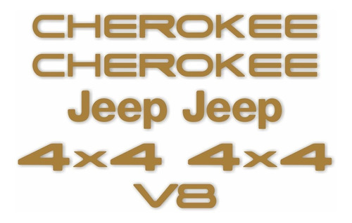 Kit Emblema Adesivo Resinado Gran Cherokee 4x4 V8 Dourado
