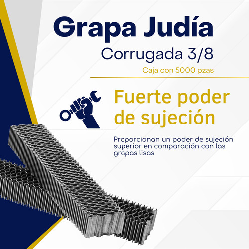 Grapa Corrugada, Judia 3/8 Oslo Caja 5,000 Piezas
