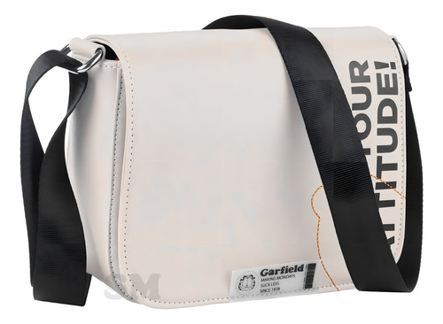 Bolsa Transversal Casual Com Botão Imã E Zíper Off White Cor Preto Cor da correia de ombro Preto Desenho do tecido Liso