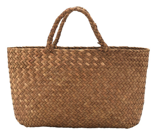 Bolsa Casual De Paja De Mimbre Natural Para Mujer, Trenzada