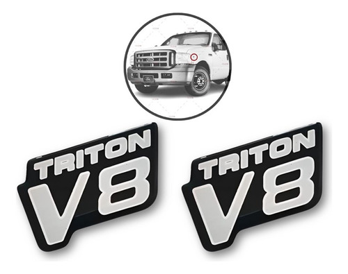 Par De Emblemas Laterales Triton V8 Ford Doble Radado