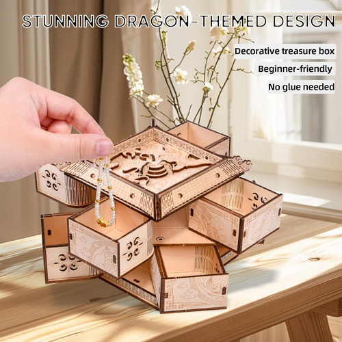 Puzle Mecanico De Madera 3d Con Forma De Dragon, Diy M...