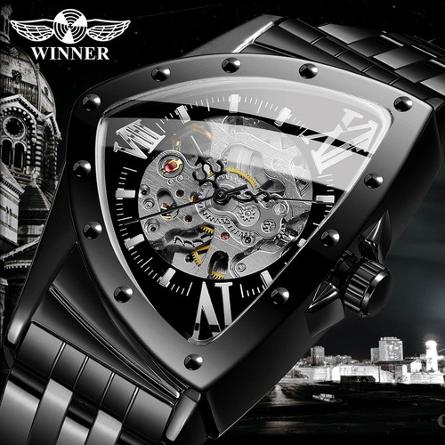 Reloj Forsining, Forma De Triángulo, De Acero Inoxidable