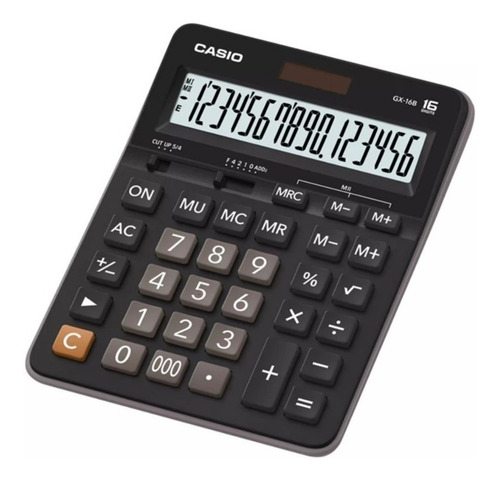 Calculadora Casio Gx-16b 16 Digitos Relojesymas Color Negro