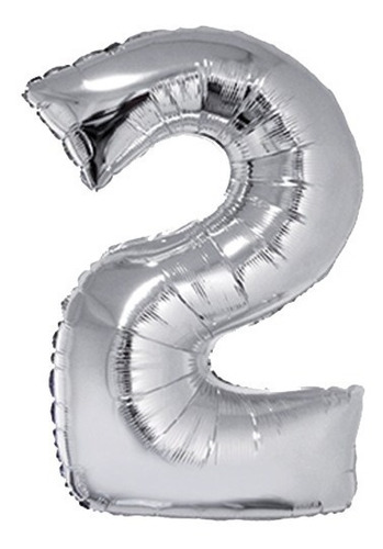 Pack Globos Numero 2 Metalizado 16´´plateado X 10 Un 