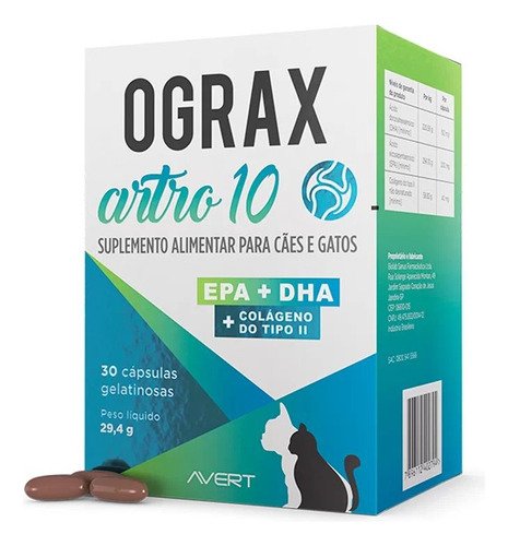 Cães Ograx Artro 10 (30 Cápsulas) - Avert