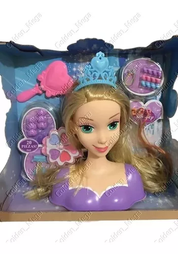 Obobb Rapunzel brinquedos, boneca de maquiagem, brinquedo de vestir, para  presentes, cabeça de boneca para pentear o cabelo