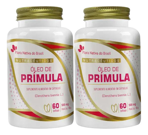 2 Potes Óleo De Prímula 60 Cápsulas Sabor Sem