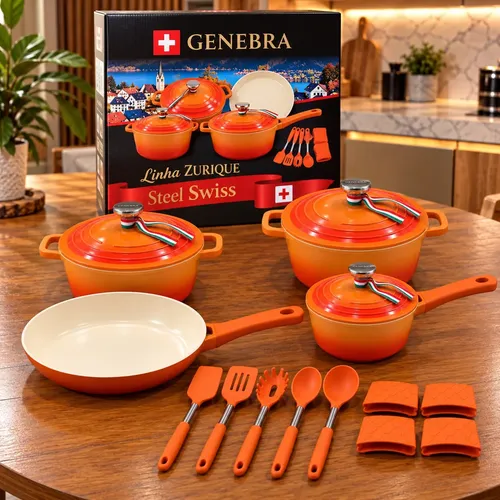 Kit de Panelas Genebra Cerâmica Antiaderente 16 Peças