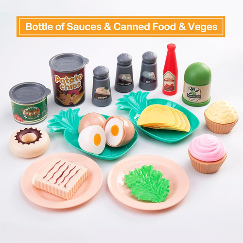 Set De Juego De Cocina De 80 Piezas, Para Ninos Pequenos ...