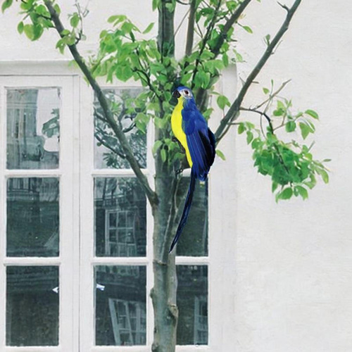 Jjzs Simulación Estatua De Loros Escultura Decorativa Azul