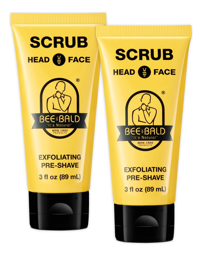 Bee Bald Scrub - Paquete De 2 Exfoliantes Antes Del Afeitado