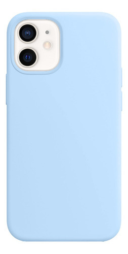 Capa Capinha Silicone Veludo Compatível Com iPhone 12 Mini Cor Azul Bebe