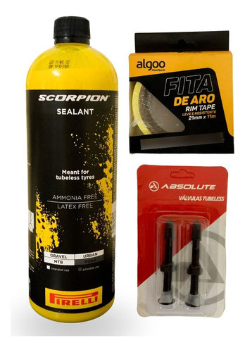 Kit Tubeless Selante Pirelli 1000ml + Par De Bico +fita Bike