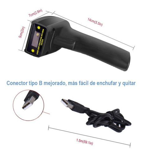 Imagen 8 de 8 de Lector Recargable De Código De Barras Inalámbrico 2 Modo