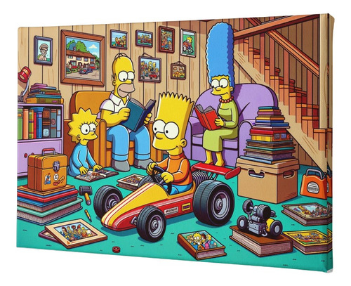 Cuadro  Mural Aventuras Los Simpson 80 X 50