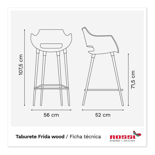 Imagen 3 de 3 de Banqueta De Diseño Frida Wood Rossi