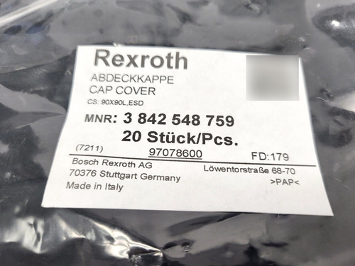 Bosch Rexroth 3842548759 Cap Cover Pkg Of 20 Zzz