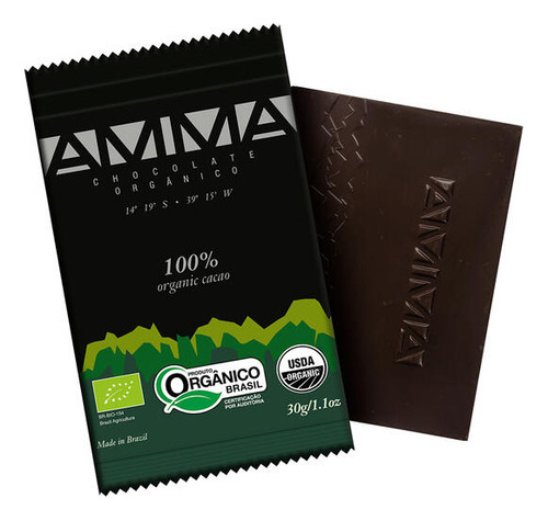 Kit 6 Chocolate Orgânico 100% Cacau Amma 30g