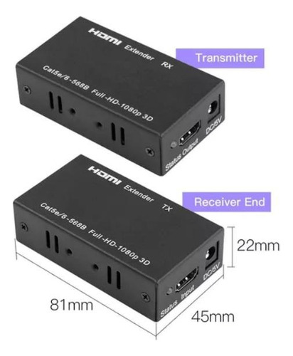 Extensor Video Audio Digital 60mts Hdmi Cable Red Utp Rj45